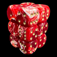 D&G Marble Red & White 12 x D6 Dice Set