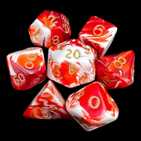 D&G Marble Red & White 7 Dice Polyset