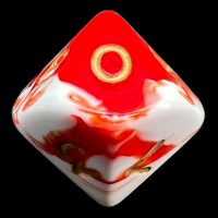 D&G Marble Red & White D10 Dice