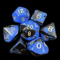 D&G Oblivion Blue & Black 7 Dice Polyset