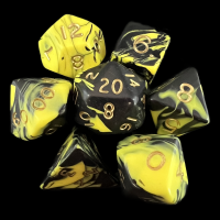 D&G Oblivion Yellow & Black 7 Dice Polyset
