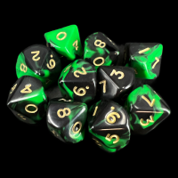D&G Oblivion Green & Black 10 x D10 Dice Set
