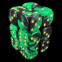 D&G Oblivion Green & Black 12 x D6 Dice Set