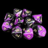 D&G Oblivion Purple & Black 10 x D10 Dice Set