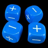D&G Opaque Blue & White Fudge Fate 4 x D6 Dice Set