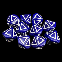 CLEARANCE D&G Opaque Blue & White Triangle 10 x D10 Dice Set