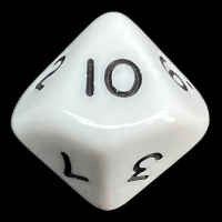 D&G Opaque White D10 Dice - Numbered 1-10