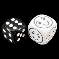 D&G Opaque White Emoti Face D6 Dice