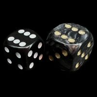 D&G Pearl Black & Gold JUMBO 18mm D6 Spot Dice