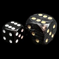 D&G Pearl Black & Gold JUMBO 22mm D6 Spot Dice