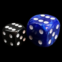 D&G Pearl Blue & White JUMBO 22mm D6 Spot Dice