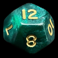 D&G Pearl Green & Gold D12 Dice