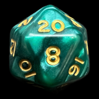 D&G Pearl Green & Gold D20 Dice
