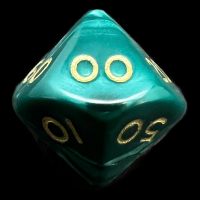 D&G Pearl Green & Gold Percentile Dice