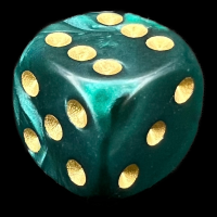 D&G Pearl Green & Gold 16mm D6 Spot Dice