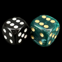 D&G Pearl Green & Gold JUMBO 18mm D6 Spot Dice
