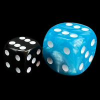 D&G Pearl Light Blue & White JUMBO 22mm D6 Spot Dice