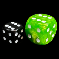 D&G Pearl Light Green & White JUMBO 22mm D6 Spot Dice