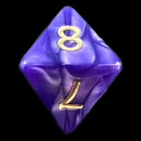 D&G Pearl Purple & Gold D8 Dice