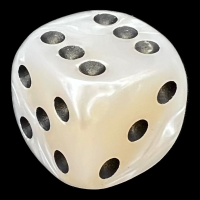 D&G Pearl White & Black 16mm D6 Spot Dice
