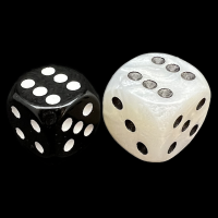 D&G Pearl White & Black JUMBO 18mm D6 Spot Dice