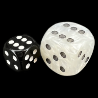 D&G Pearl White & Black JUMBO 22mm D6 Spot Dice