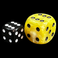 D&G Pearl Yellow & Black JUMBO 22mm D6 Spot Dice
