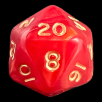 D&G Pearl Red & Gold D20 Dice