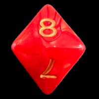 D&G Pearl Red & Gold D8 Dice