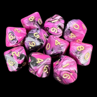D&G Toxic Fallout Purple & Black 10 x D10 Dice Set