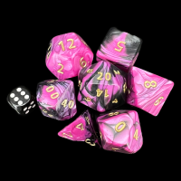 D&G Toxic Fallout Pink & Black JUMBO 34mm 7 Dice Polyset