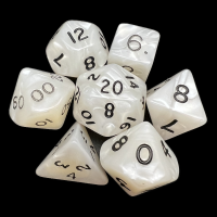 D&G Pearl White & Black 7 Dice Polyset