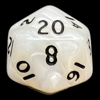 D&G Pearl White & Black D20 Dice