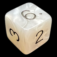 D&G Pearl White & Black D6 Dice
