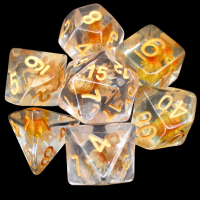 TDSO Encapsulated Flower Orange 7 Dice Polyset