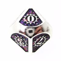TDSO Metal Gears Silver & Purple Mica D10 Dice