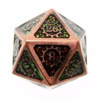 TDSO Metal Gears Copper & Amber Mica D20 Dice