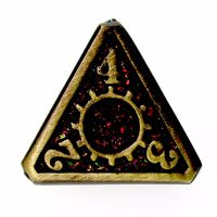 TDSO Metal Gears Antique Gold & Amber Mica D4 Dice