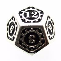 TDSO Metal Gears Silver & Black D12 Dice