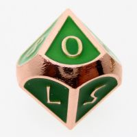 TDSO Metal Script Copper & Light Green D10 Dice