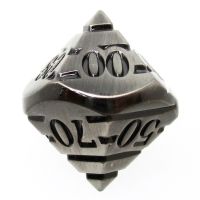 TDSO Metal Tiger Stripe Antique Silver & Black Percentile Dice