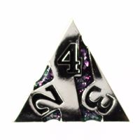 TDSO Metal Tiger Stripe Silver & Purple Mica D4 Dice