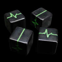CLEARANCE Impact Opaque Black & Green Pulse - Fudge Fate 4 x D6 Dice Set - SECONDS