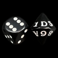 Impact Opaque Black & White Hexidice - Hexadecimal D16 Dice