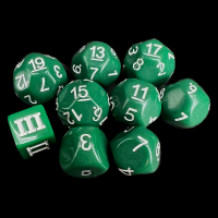 Impact Opaque Green & White Odd D3 - D19 Dice Set