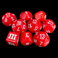Impact Opaque Red & White Odd D3 - D19 Dice Set