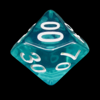 Impact Translucent Gem Teal & White Percentile  Dice - Discontinued