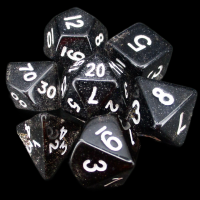Koplow Glitter Black 7 Dice Polyset