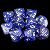 Koplow Glitter Blue 10 x D10 Dice Set