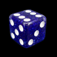 Koplow Glitter Blue Square Cornered 16mm D6 Spot Dice
